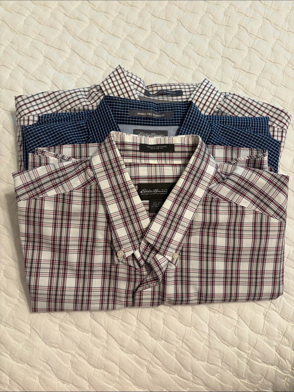 3 Pack Eddie Bauer Men’s XL Relaxed Fit Long Sleeve Button down Shirts